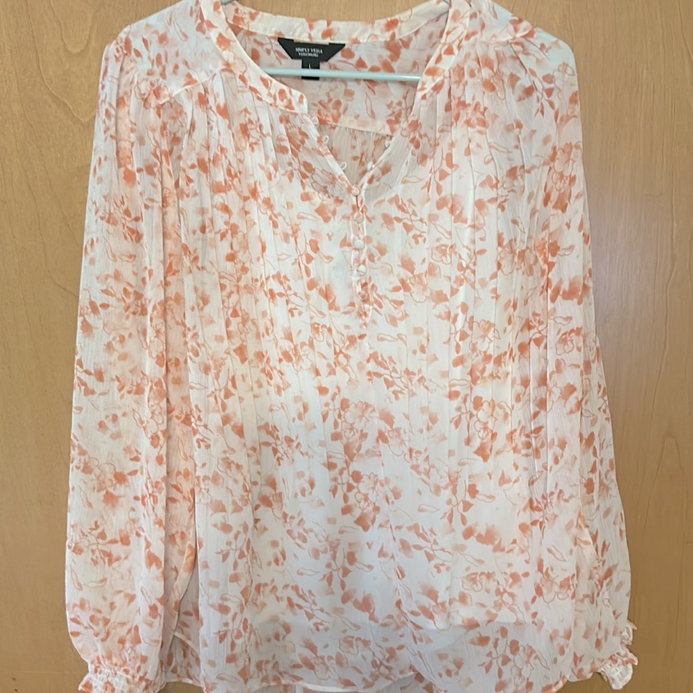 Simply Vera peach/white blouse with attached cami